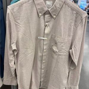 NWT Calvin Klein Men's Light Brown Classic Fit  Button-Down Shirt XS